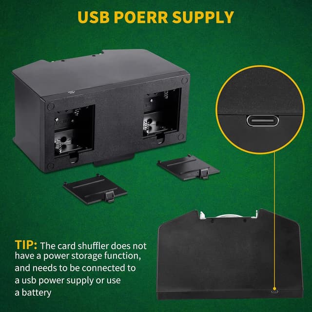 Detalle 2 de ZONJIE Automatic Card Shuffler Machine (4 Deck) – USB or Battery Electronic Card Shuffler