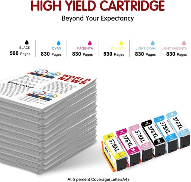 Detalle de AUMOK 378 XL Tintenpatronen Multipack (6 Farben) kompatibel für Epson 378XL