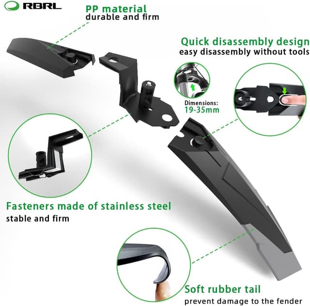 Thumbnail 2 de RBRL Bike Mudguard Set adjustable for 24–29in bikes
