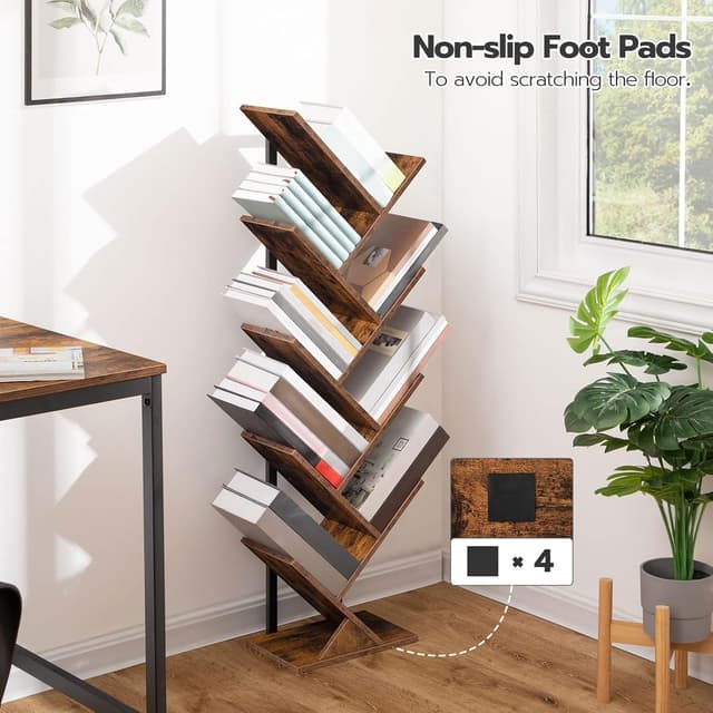 Detalle 2 de HOOBRO Tree Bookshelf Tall 9-tier bookcase