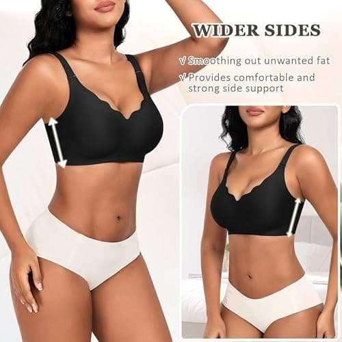 Detalle 2 de Cavotor Non Wired Seamless Support Bra with Extra Extender for Large Breasts