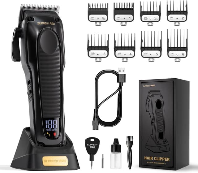 Detalle de SUPRENT PRO Haarschneidemaschine Profi – kabellos, bürstenloser Motor & abnehmbarer DLC-Klingenaufsatz