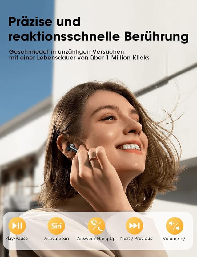 Thumbnail 6 de ZZU 2026 Bluetooth In-Ear-Kopfhörer kabellos (Bluetooth 5.4, 4× ENC Mikrofone, IPX7) – mit LED & bis zu 48 Std. Spielzeit