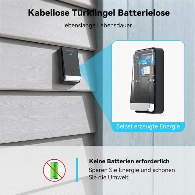 Detalle de TECKNET Kabellose Türklingel mit 110 dB