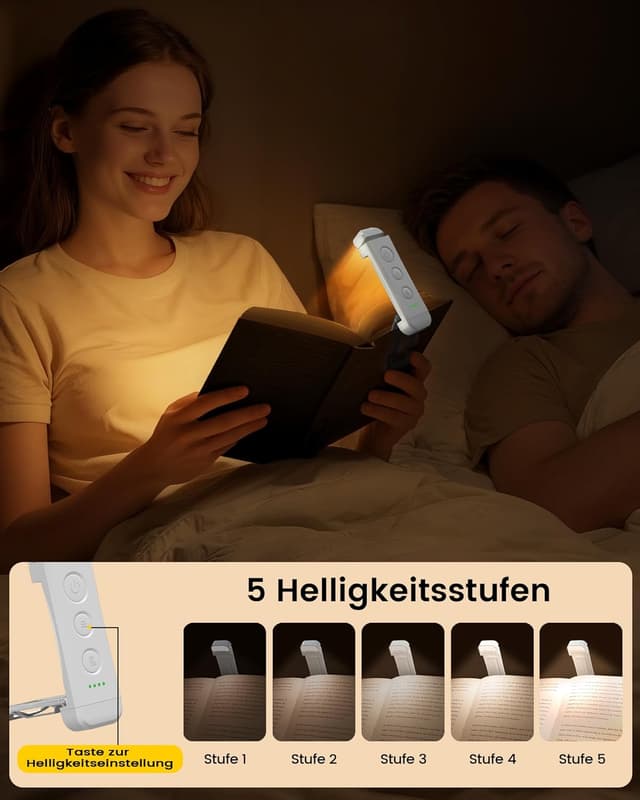 Detalle 2 de Glocusent Leselampe Buch Klemme 80 Stunden