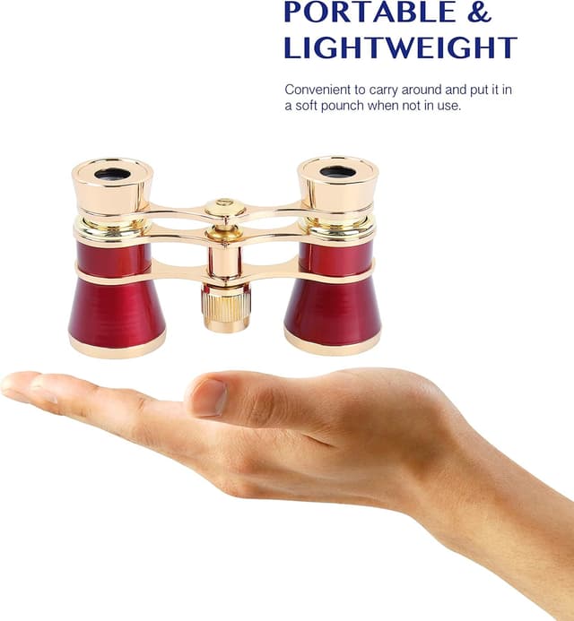 Detalle de Aomekie Theatre Opera Glasses Binoculars 3X25 (Red) with Chain
