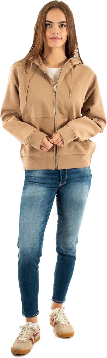 Detalle de Calvin Klein Donna Felpa con zip e cappuccio Archive Logo French Terry