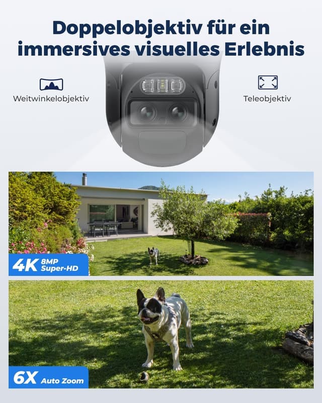 Detalle 2 de Reolink 4K PTZ Überwachungskamera Akku 8MP