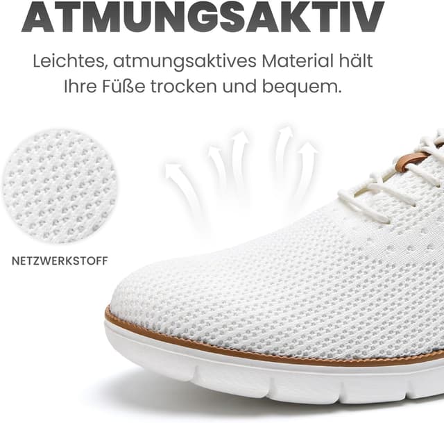 Detalle 2 de LEZTA Herren Anzugschuhe Sneaker (Oxford-Style) – atmungsaktive Mesh-/Strick-Oberfläche, rutschfest