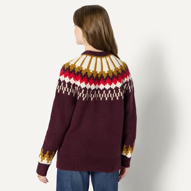 Detalle de Amazon Essentials women’s oversized-fit Fair Isle crewneck jumper (Demi’s pick)