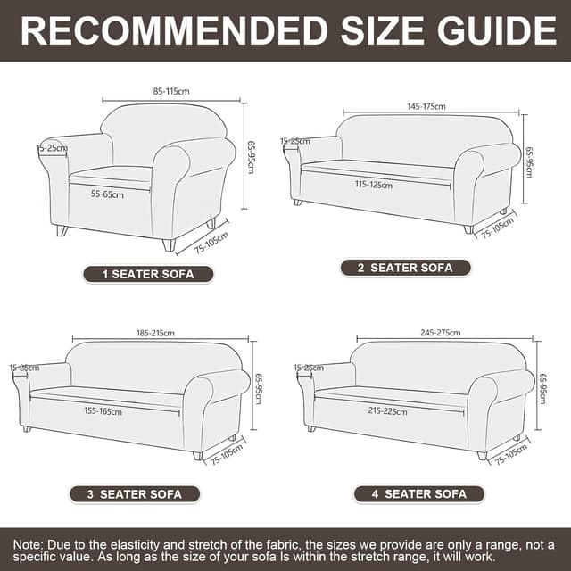 Detalle de YSTELLAA Housse de canapé extensible 2 places antidérapante antisalissure avec accoudoirs – café clair