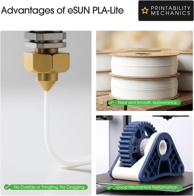 Detalle 2 de eSUN PLA Lite 1.75mm 3D Printer Filament (Cold White) – 4 x 1kg spools