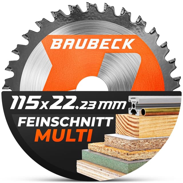 Detalle de BAUBECK Flex Holzscheibe 115 mm (36 Zähne, 1,9 mm) – Sägeblatt für Winkelschleifer 115