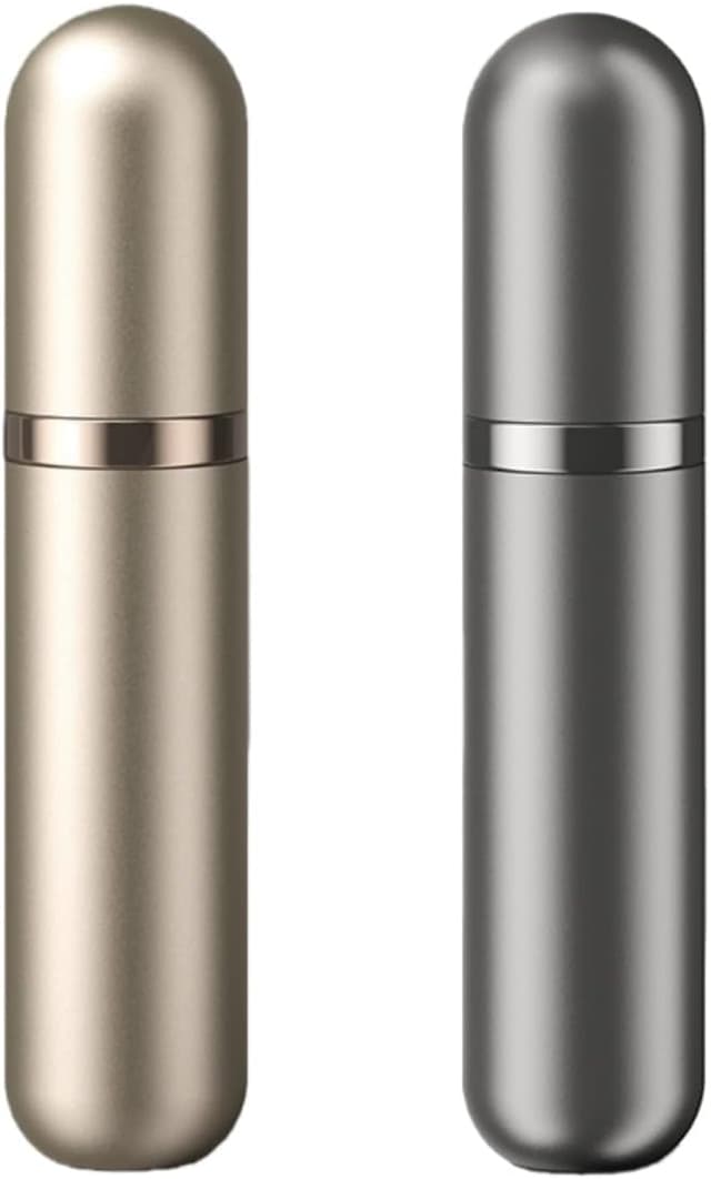 Detalle de Lammcou Parfümzerstäuber 5 ml für unterwegs – auslaufsicherer Reise-Sprühzerstäuber aus Aluminium (Golden+Gray)