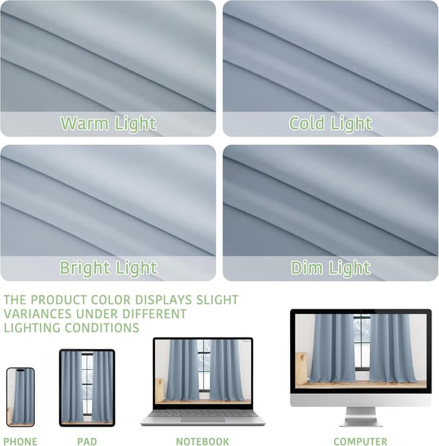 Detalle 2 de KGORGE Ösen Gardinen blickdicht kurz für Kinderzimmer (2er Set, 135 x 140 cm) – Thermovorhang, Blackout & Kälteschutz