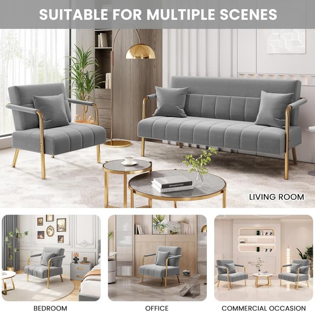 Thumbnail 6 de Yaheetech Divano Imbottito con Braccioli 75,5×72,5 cm