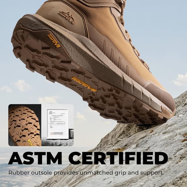 Detalle 2 de NORTIV 8 Stivali tattici militari da uomo con cerniera laterale e suola ammortizzata