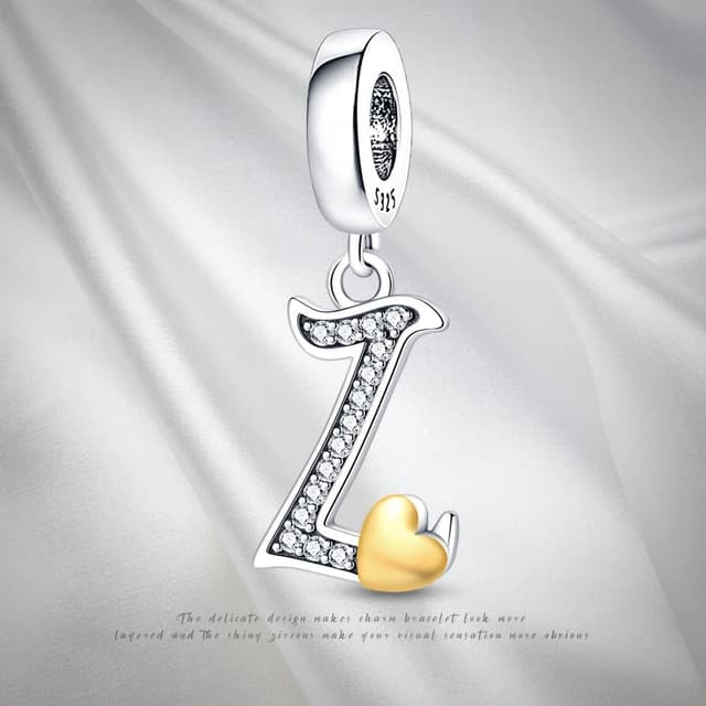 Detalle de LIGHTDOG Charms lettres en argent 925 (zincirconium doré) pour bracelets européens compatibles