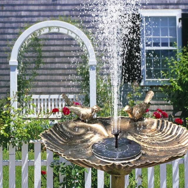 Detalle 1 de Jsdoin solar fountain pump with 7 nozzle heads – solar-powered water feature for ponds, bird baths and patios