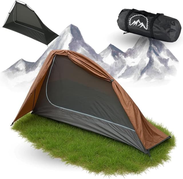 Detalle de GOALPINE Zelte für 1 & 2 große Personen – wasserdichtes Ultraleicht-Zelt (4000 mm) für Wandern, Bergtour & Bikepacking