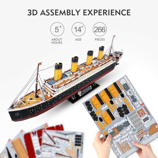 Thumbnail 5 de CubicFun LED 3D Puzzle Titanic Ship Model 88 cm 266 pieces 🚢