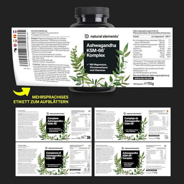 Thumbnail 5 de natural elements Ashwagandha Komplex 600 mg Kapseln