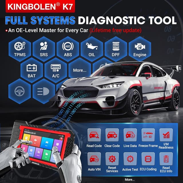 Detalle 2 de KINGBOLEN K7 bi-directional OBD2 diagnostic tool with ECU coding and 36+ reset services