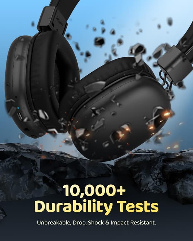 Detalle de Awatrue Over-Ear Wireless Headphones for Kids (Bluetooth 5.4) with Microphone, 50H Playtime & Foldable Design