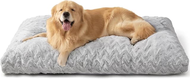 Detalle de EHEYCIGA Hundebett (89 x 58 cm) waschbar, reversible Hundematte mit Kunstpelz & Kunstleinen, grau