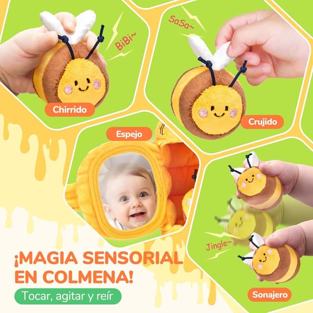 Detalle de JoyCat Colmena Montessori con 5 abejas