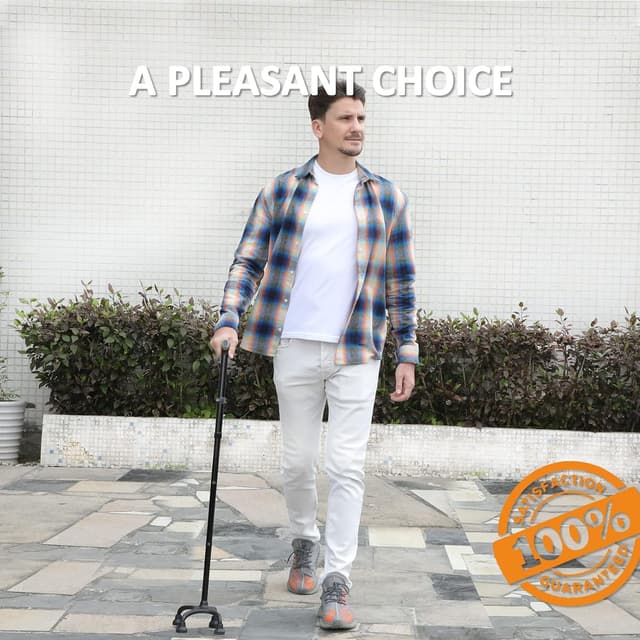 Thumbnail 5 de rehand Quad Cane bastón de 4 puntas ajustable 8 alturas