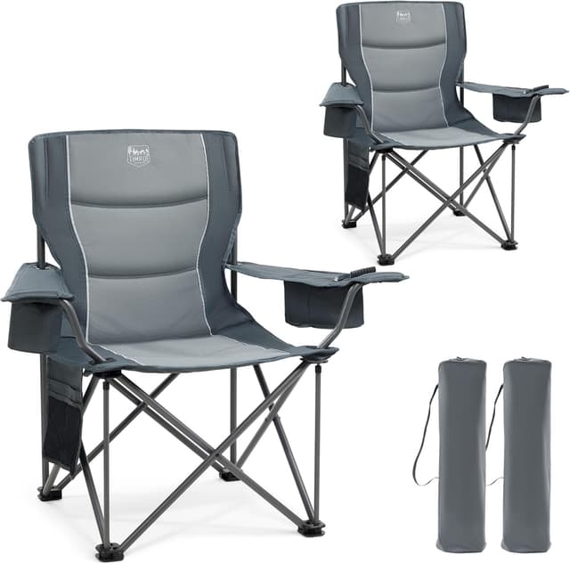 Detalle de TIMBER RIDGE 2er Campingstuhl faltbar (200 kg) mit Isolier-Kühltasche – 63 cm Sitzbreite