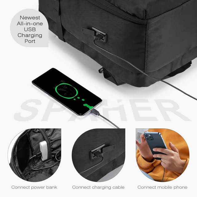 Detalle 2 de SPAHER sac à dos de voyage cabine 25 L 40x30x20 cm pour ordinateur jusqu’à 15,6 pouces
