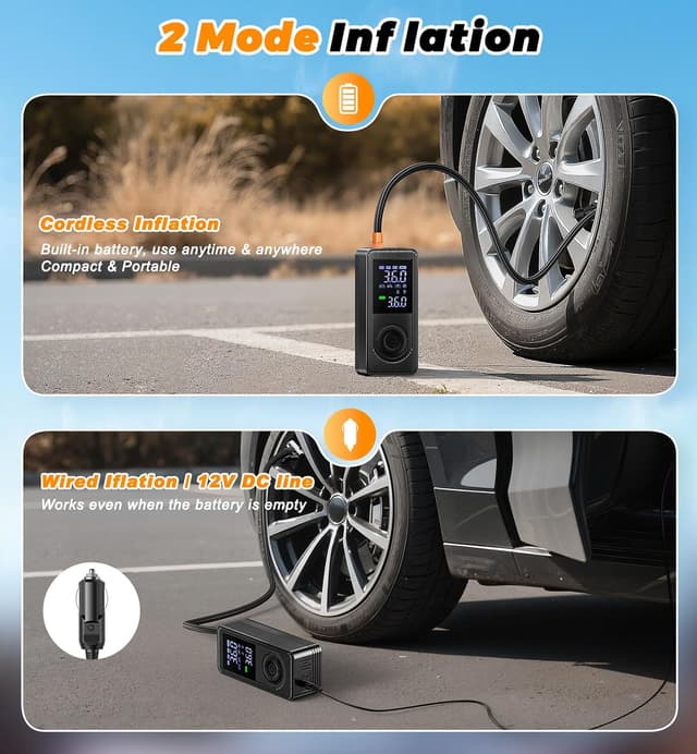 Detalle 2 de Tire Inflator Portable Air Compressor 150 PSI