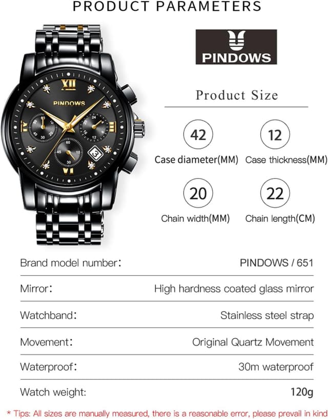 Detalle 2 de PINDOWS Herren Uhr mit Quarz und Datum