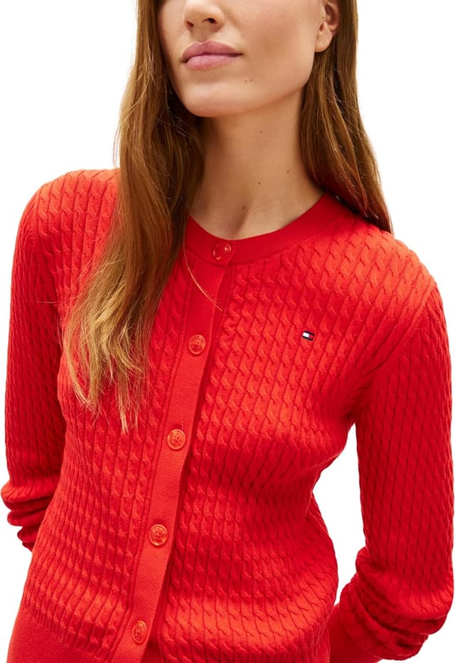 Detalle de Tommy Hilfiger donna cardigan in maglia con motivo a trecce