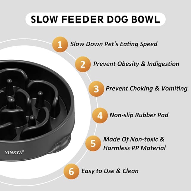 Detalle 2 de YINEYA 4-Cup Slow Feeder Bowl for Large Dogs