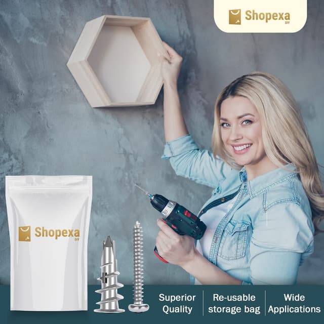 Detalle 2 de Shopexa DIY 30pk Plasterboard Fixings – metal self-drilling plasterboard screws & wall plugs