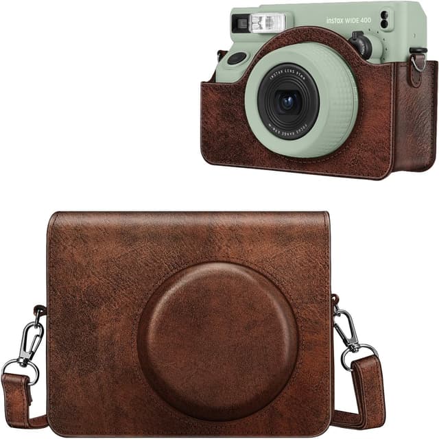 Detalle de FINTIE Tasche für Fujifilm instax Wide 400 – Premium Hülle mit abnehmbaren Riemen (Braun)