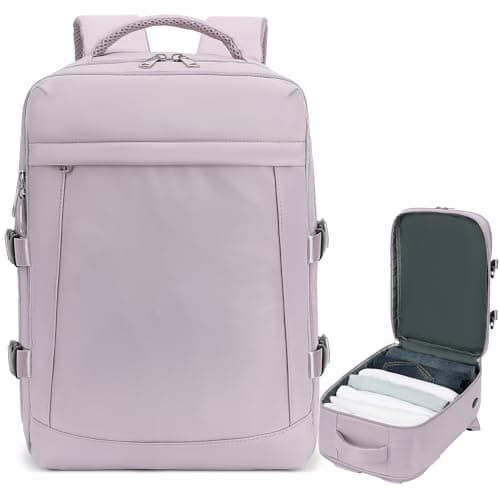 Detalle de Yankony Mochila de cabina 44L 55x40x20 cm morada para avión con bolsillo antirrobo