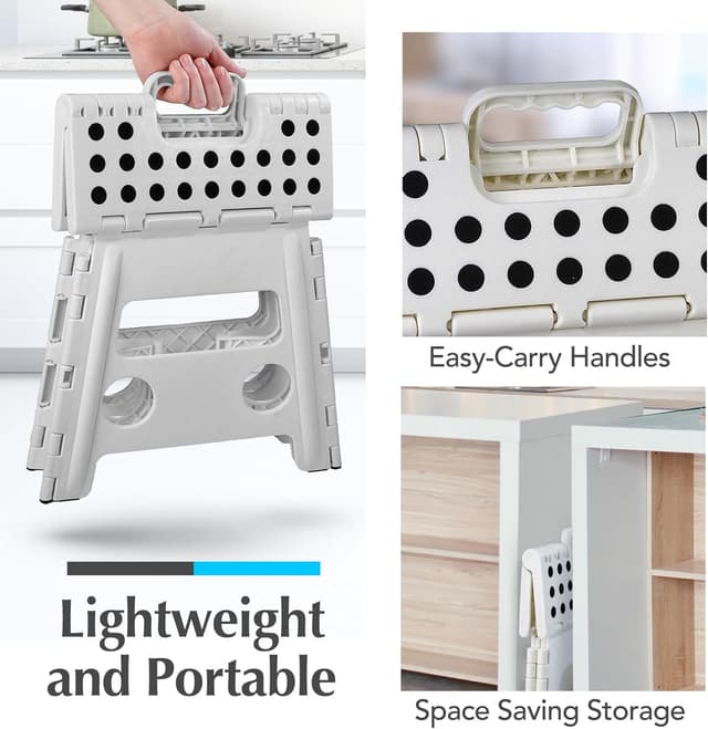 Thumbnail 6 de Handy Laundry Folding Lightweight Step Stool (White, 13 inch) — 300 lb capacity, gripped surface, easy one-flip open