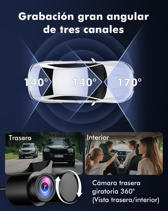 Thumbnail 2 de Frvesroe Dashcam V1 4K 3 canales 64GB