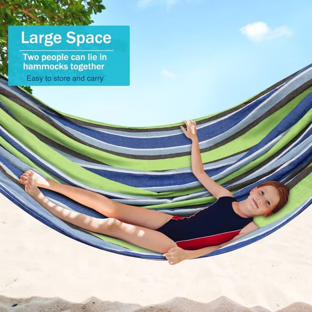 Detalle de MOSFiATA Hammocks Portable Camping Hammock (Light Green) with anti-roll balance bars and tree straps