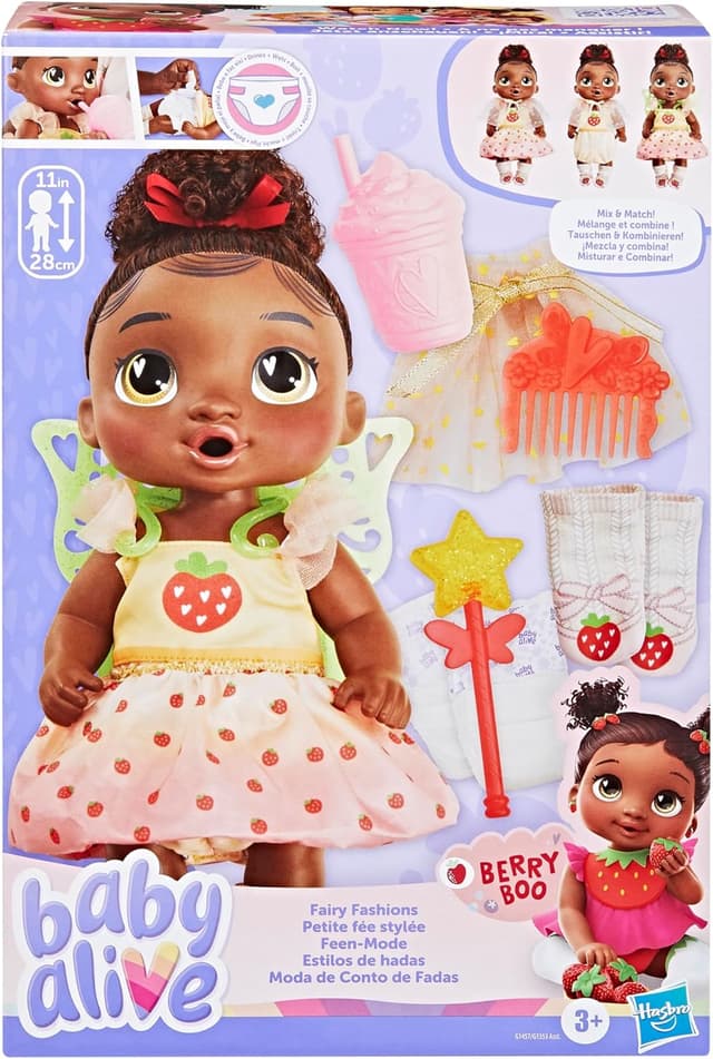 Detalle 2 de Baby Alive Fairy Fashions Berry Boo Doll (11 Inches) with Clothes & Accessories