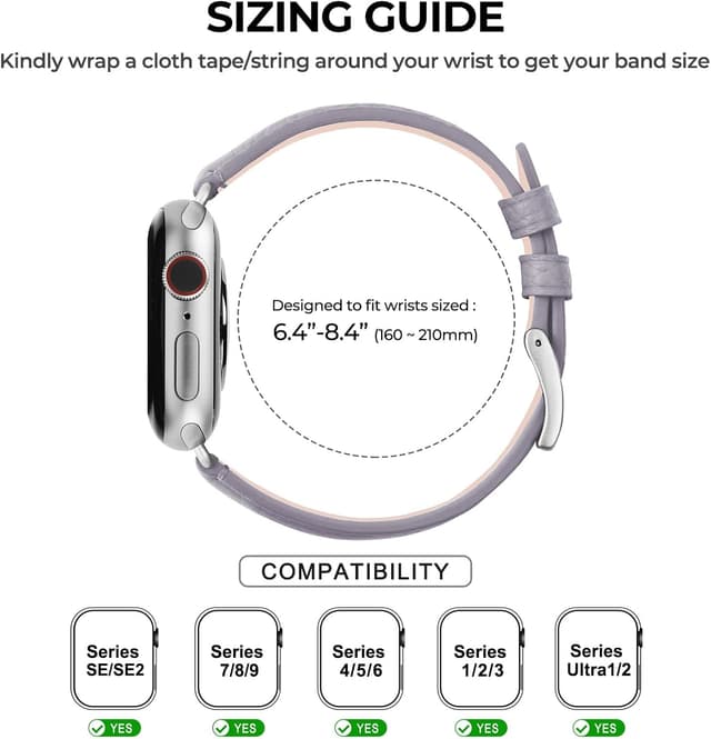 Thumbnail 6 de AoYi Italian Genuine Leather Strap for Apple Watch (Series 11–1, SE, Ultra) – cowhide leather with 316L stainless buckle