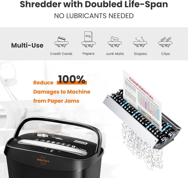 Detalle de VidaTeco Cross-Cut 8-Sheet Shredder