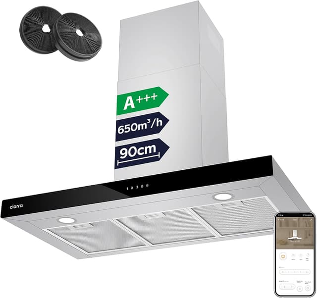 Detalle de CIARRA CBCS9102 Dunstabzugshaube 90 cm 650 m³/h