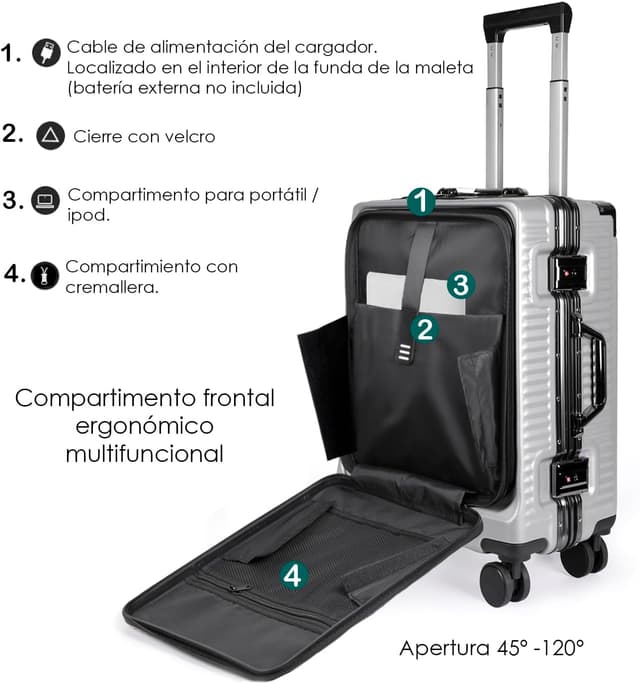 Thumbnail 5 de Mercury Textile Maletas 3 piezas 56 cm Gris Claro