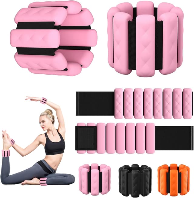Detalle de Wrist & Ankle Weights for Women set (2 adjustable silicone 1lb each) for walking, yoga, pilates & more