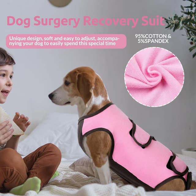 Detalle de ASENKU Hundebody nach OP als Wundschutz – Anti-Lecken & Kegel-Alternative, Rosa (Größe XS)